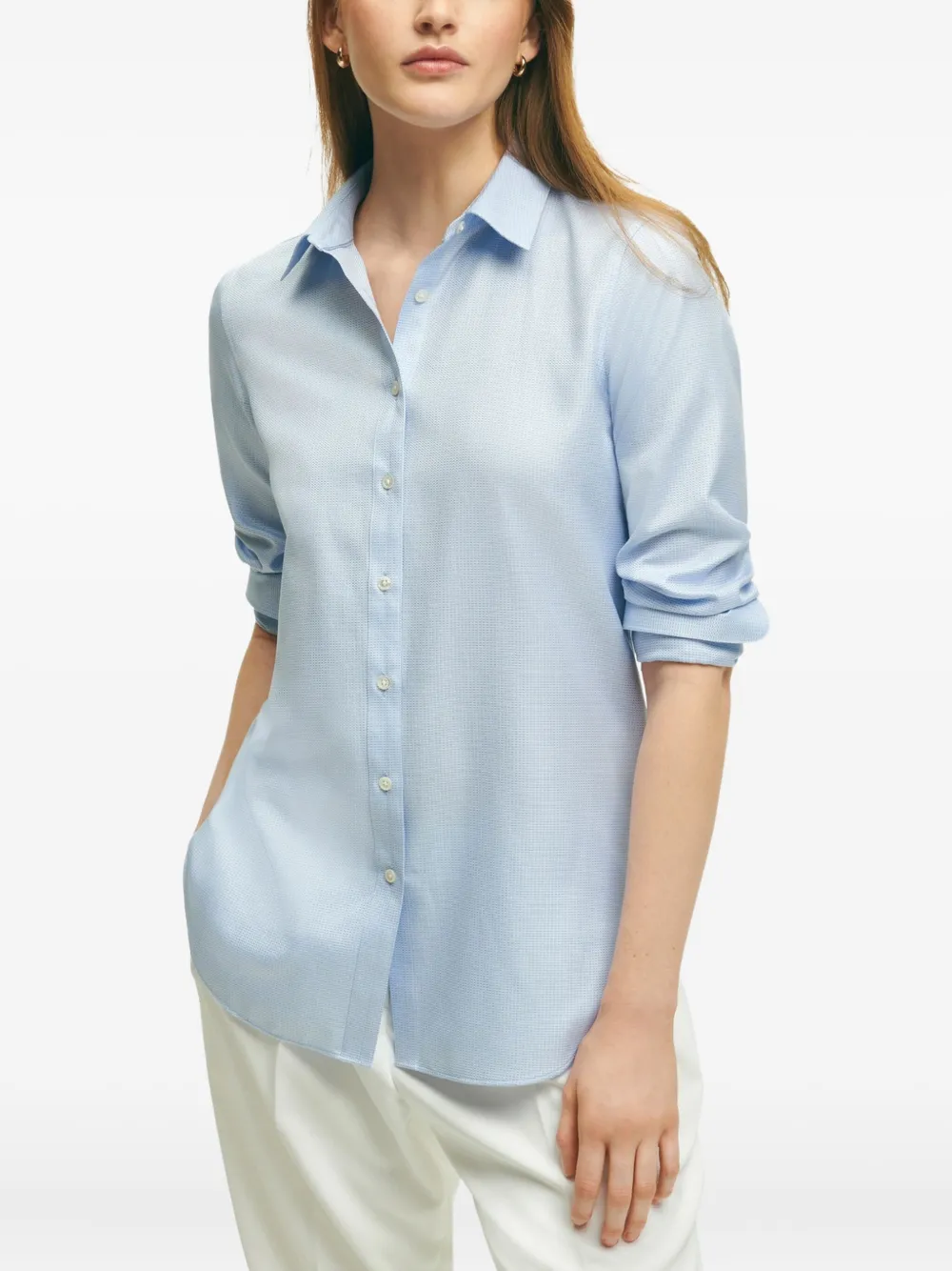 Brooks Brothers textured-weave shirt Blauw