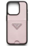 Prada triangle logo iPhone 15 Pro case - Pink