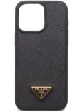 Prada triangle-logo iPhone 15 Pro Max case - Black