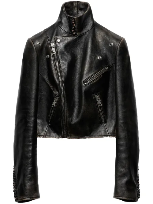 Prada veste de moto en cuir - Noir - Prada - Modalova