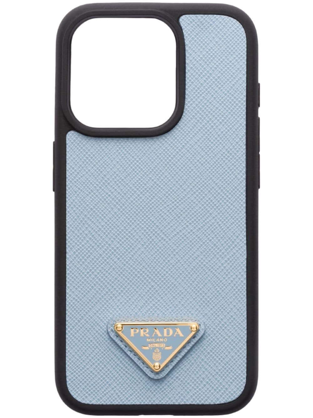 Prada Saffiano Leather Cover For Iphone 15 Pro In Blue