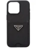 Prada triangle-logo iPhone 15 Pro Max case - Black