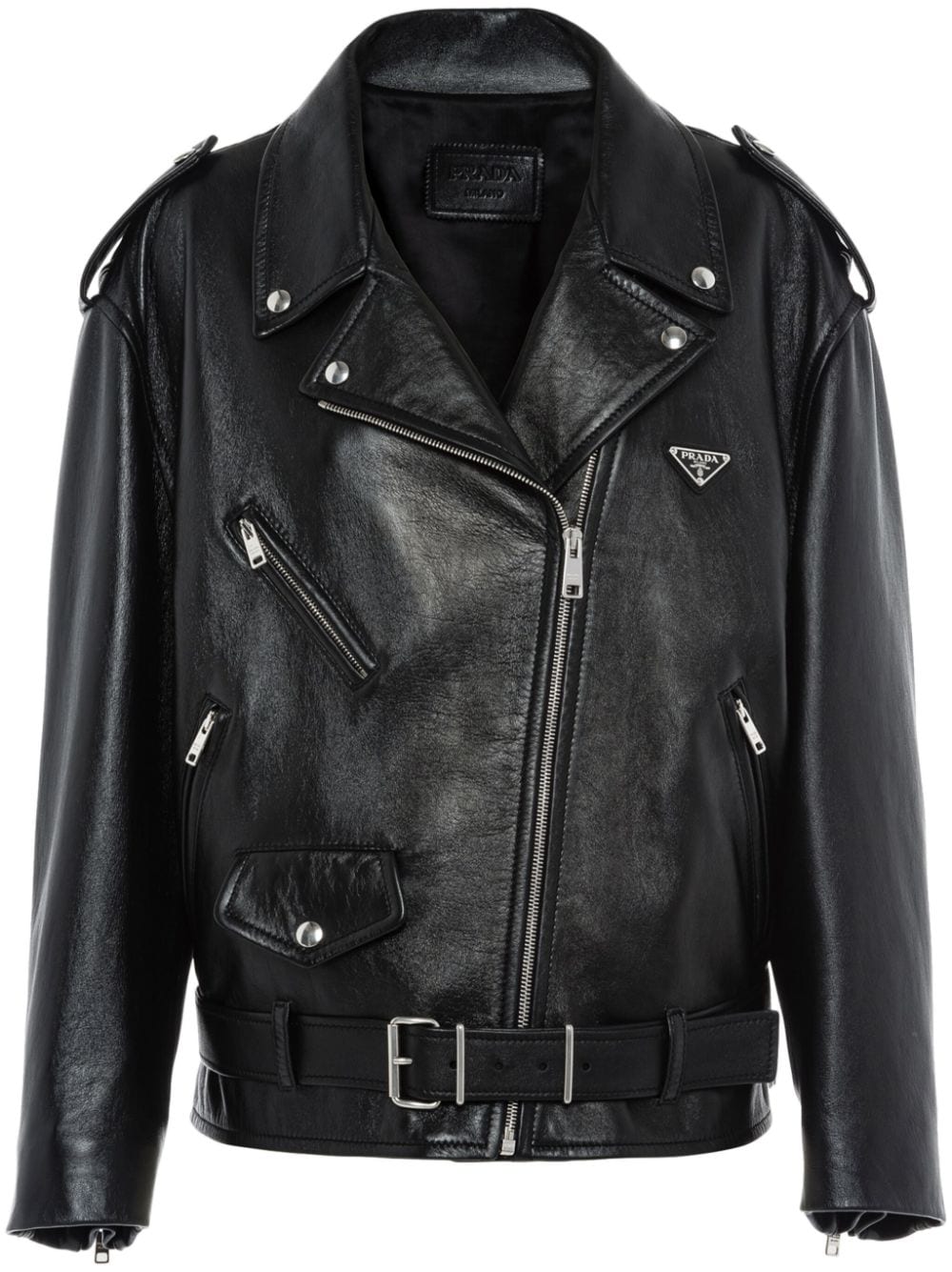 Prada Nappa-leather Biker Jacket In Black