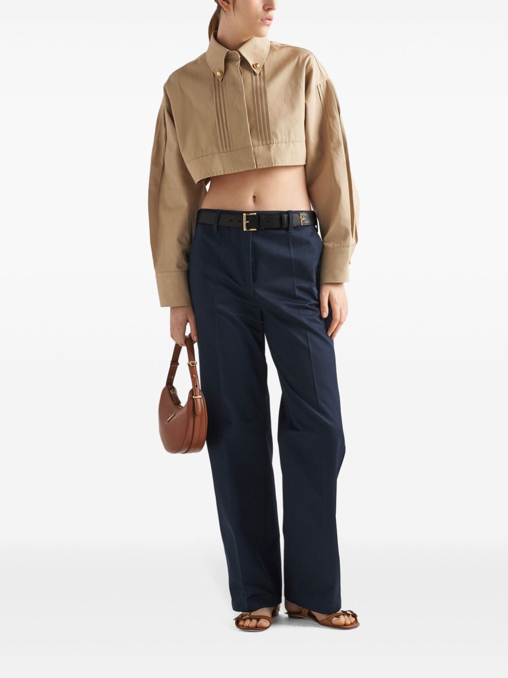 Shop Prada Triangle-logo Trousers In Blue