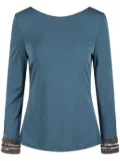 Alberta Ferretti embroidered-cuffs blouse - Blue