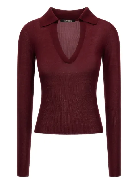 Roberto Cavalli fine-knit polo collar