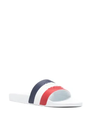 MONCLER スライドサンダル ホワイト/ネイビー/レッド 楽天市場】モンクレール サンダル エンボスロゴ ラバーサンダル