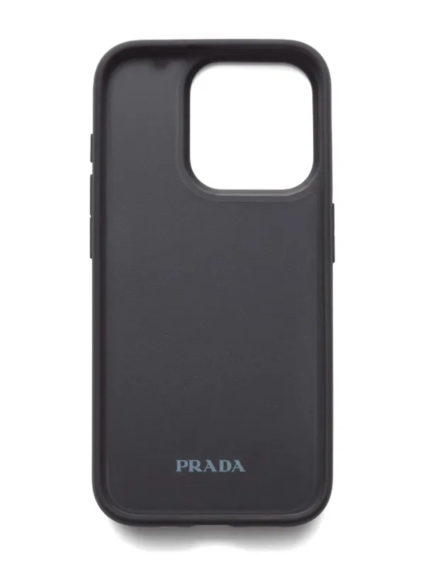 Prada triangle-logo iPhone 15 Pro Case | Black | FARFETCH AU