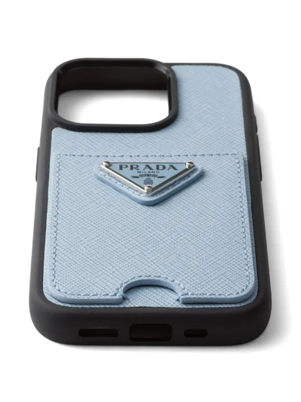 Prada triangle-logo iPhone 15 Pro Case | Blue | FARFETCH UK