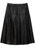 Prada pleated leather midi skirt - Black