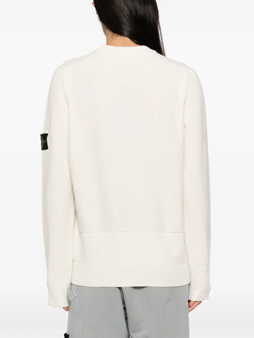Stone Island Textured Knitwear Sweater With Logo Patch In Neutral