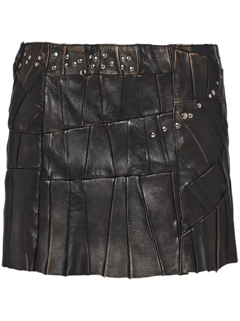 Prada stud-embellished patchwork mini skirt