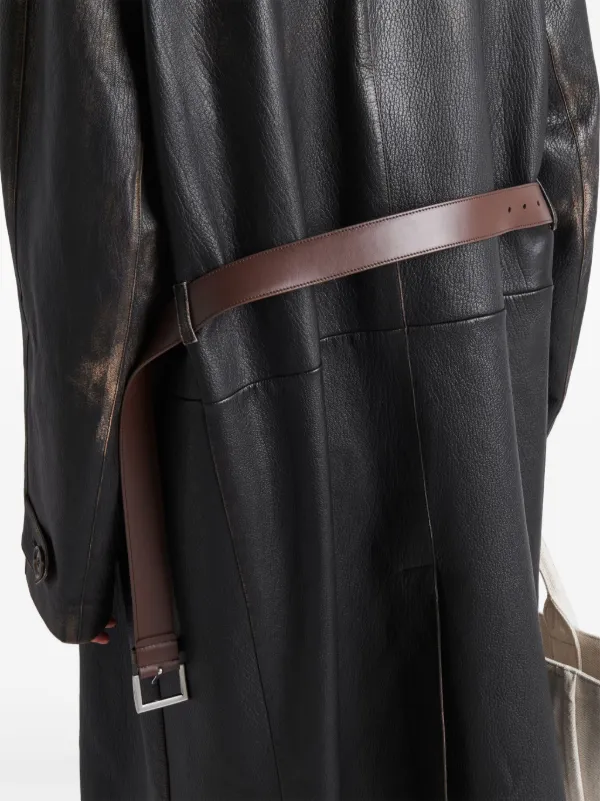 Prada Leather Coat | Black | FARFETCH