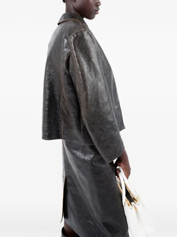 Prada レザー スカート | ブラック | FARFETCH JP