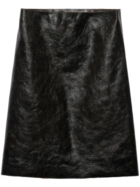Prada cracked-effect leather midi skirt