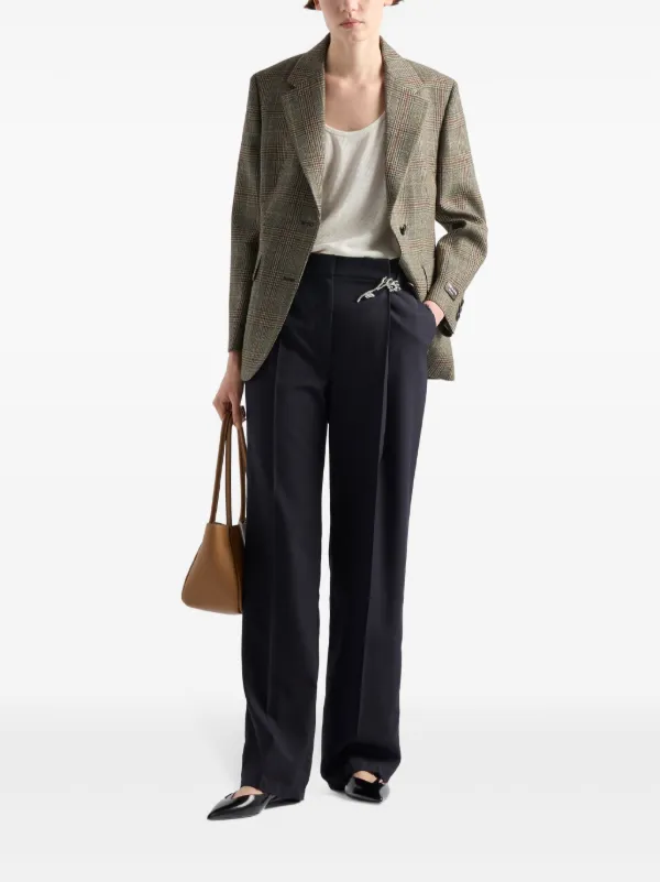 パンツ Prada Cropped Trousers In Wool Gabardine Prada Gabardine Trousers | Blue | FARFETCH CA