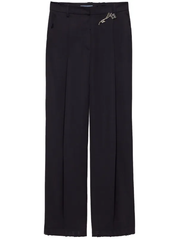 パンツ Prada Cropped Trousers In Wool Gabardine Prada Gabardine Trousers | Blue | FARFETCH CA