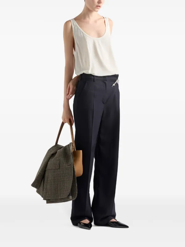 パンツ Prada Cropped Trousers In Wool Gabardine Prada Gabardine Trousers | Blue | FARFETCH CA