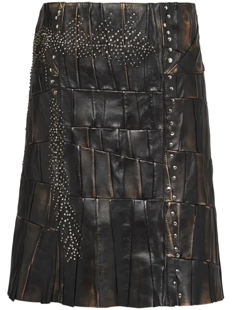Prada patchwork nappa-leather skirt