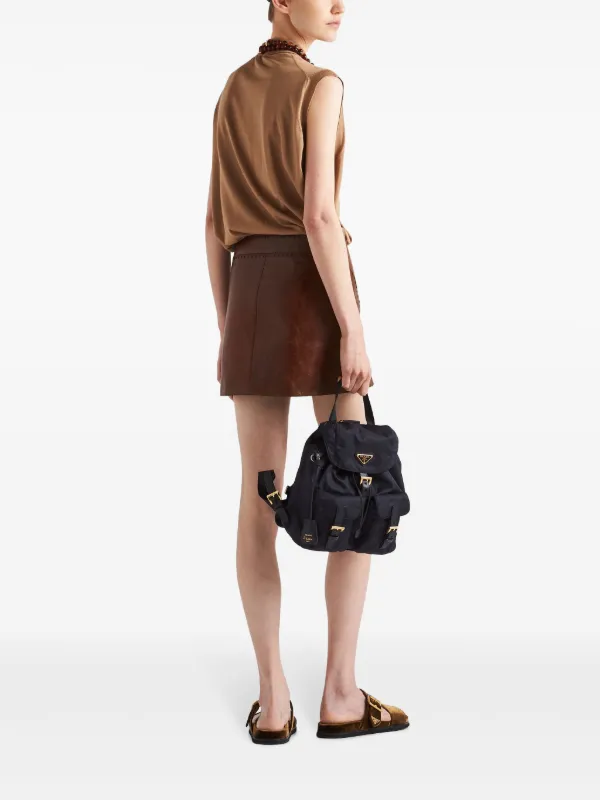 F/W 2022 Net Appliqué Leather Skirt - Prada | Authentic