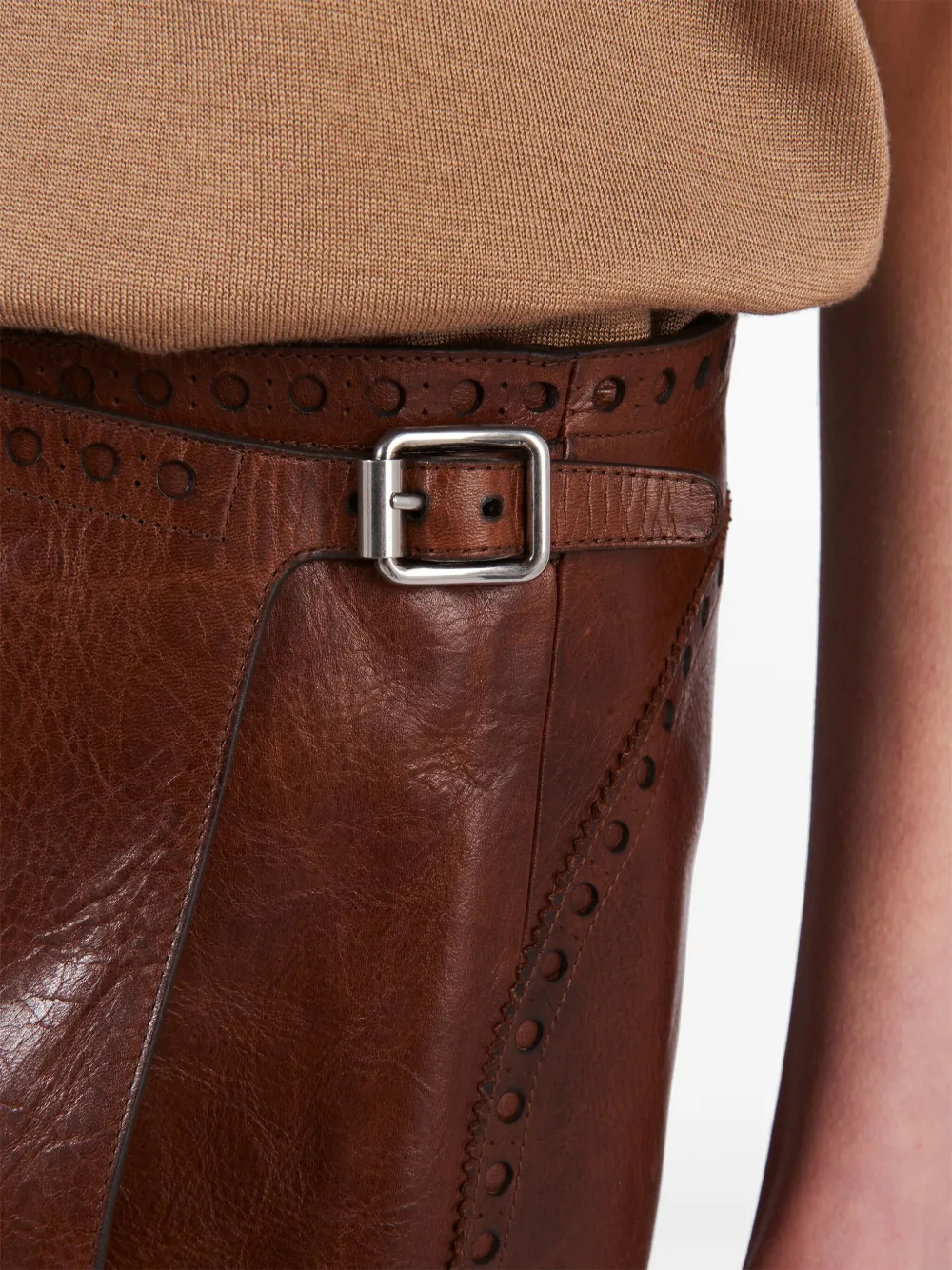 Prada Leren mini-rok Bruin
