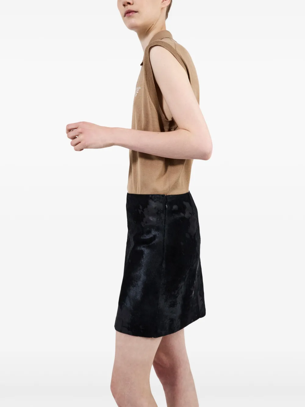 Prada Leren mini-rok Zwart