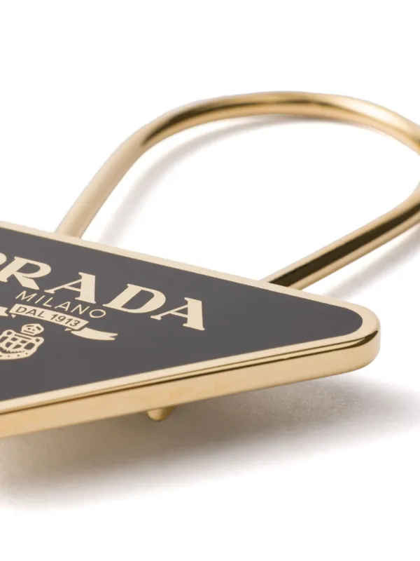 Prada triangle-logo Keyring | Gold | FARFETCH