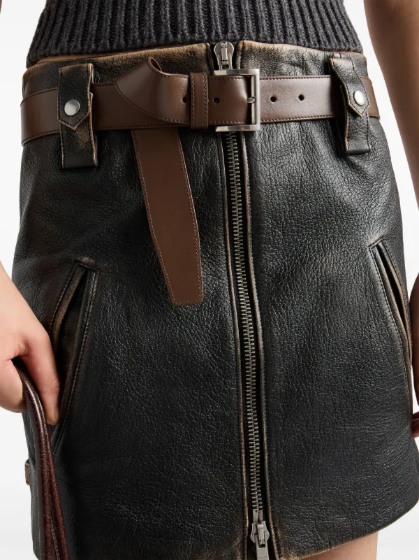 Prada Leather Mini Skirt | Black | FARFETCH