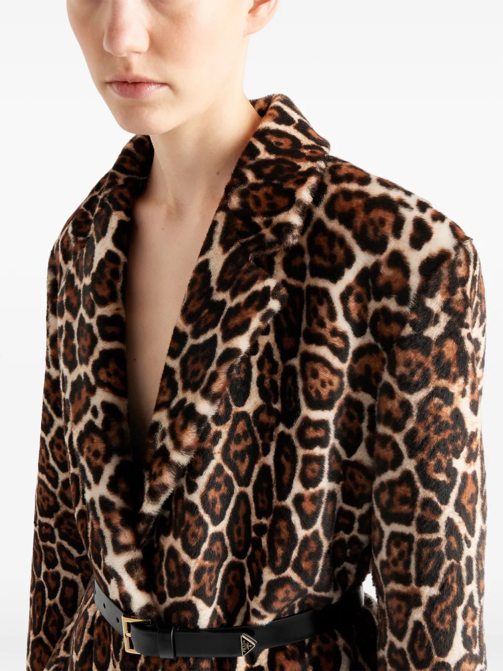 Prada Printed Sheepskin Coat In Brown