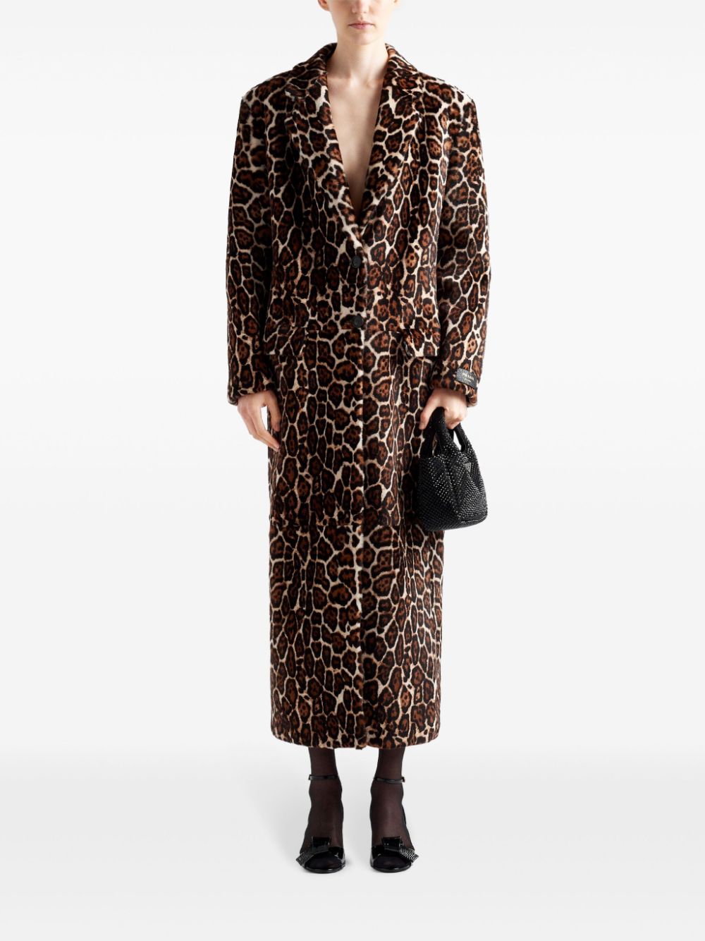 Prada animal-printed sheepskin coat - Brown