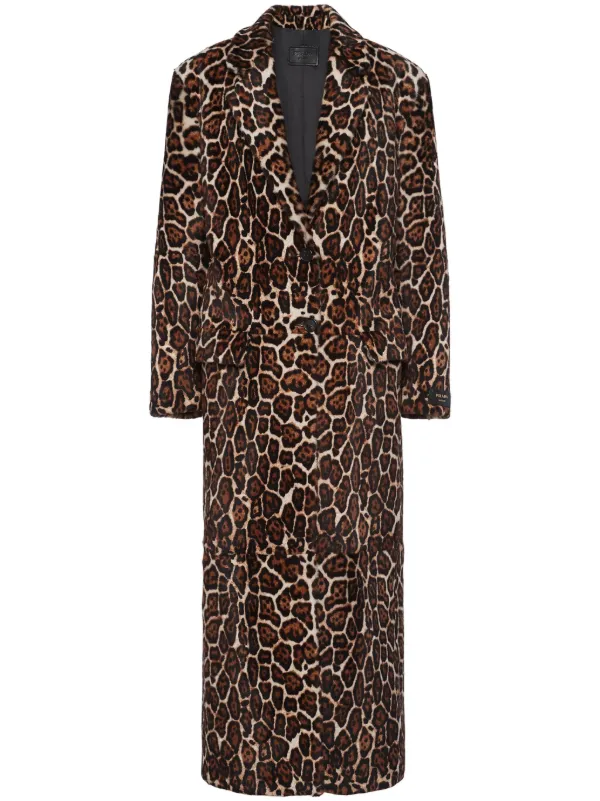 【送料&関税込】Prada Coat With Animal Print Prada animal-print Coat | Brown | FARFETCH