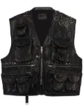 Prada nappa leather patchwork gilet - Black