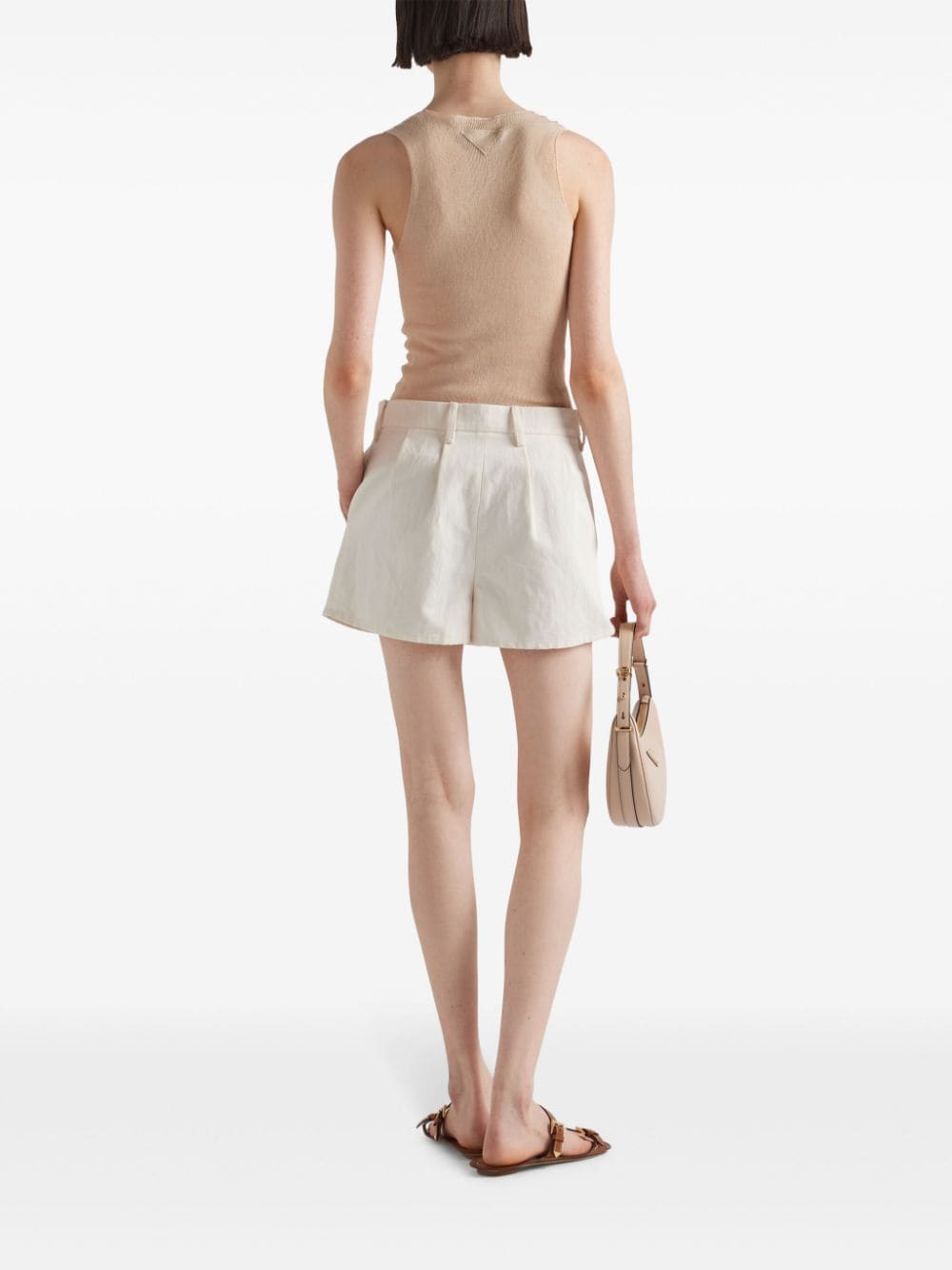 Shop Prada Canvas Shorts In Neutrals