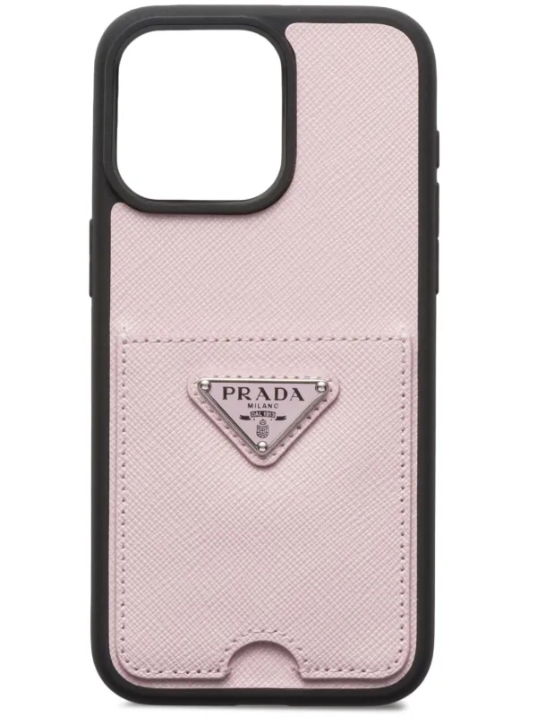Prada トライアングルロゴ iPhone 15 ケース　ピンク　ハード Prada iPhone 15 Pro Max-Hülle Mit Triangel-Logo | Rosa | FARFETCH DE