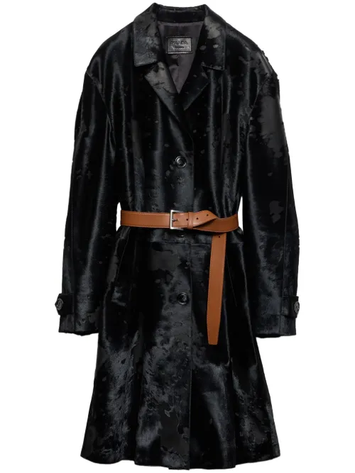 Prada manteau en cuir - Noir - Prada - Modalova