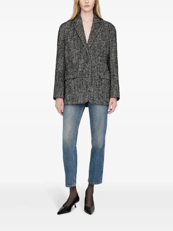 【関税込み】ANINE BING ブラック Quinn テーラードジャケット ANINE BING Quinn Blazer - Black Cashmere Blend