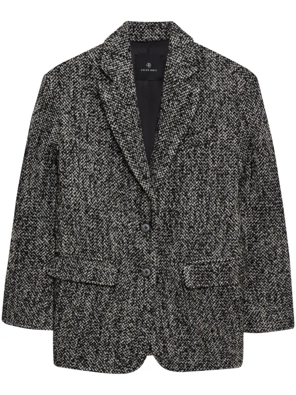 【関税込み】ANINE BING ブラック Quinn テーラードジャケット ANINE BING Quinn Blazer - Black Cashmere Blend