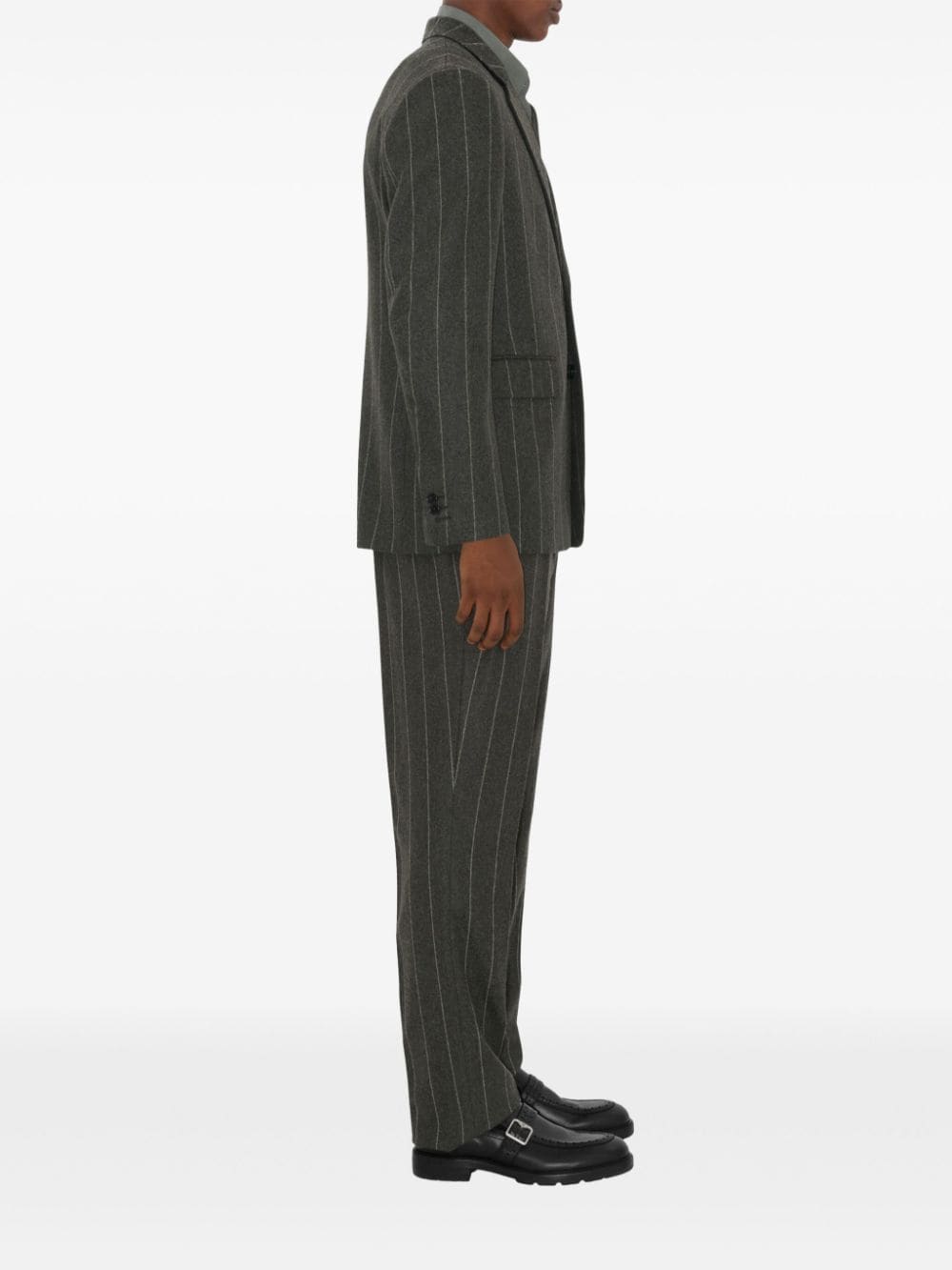 Shop Burberry Pinstriped Tailored Trousers In Grey