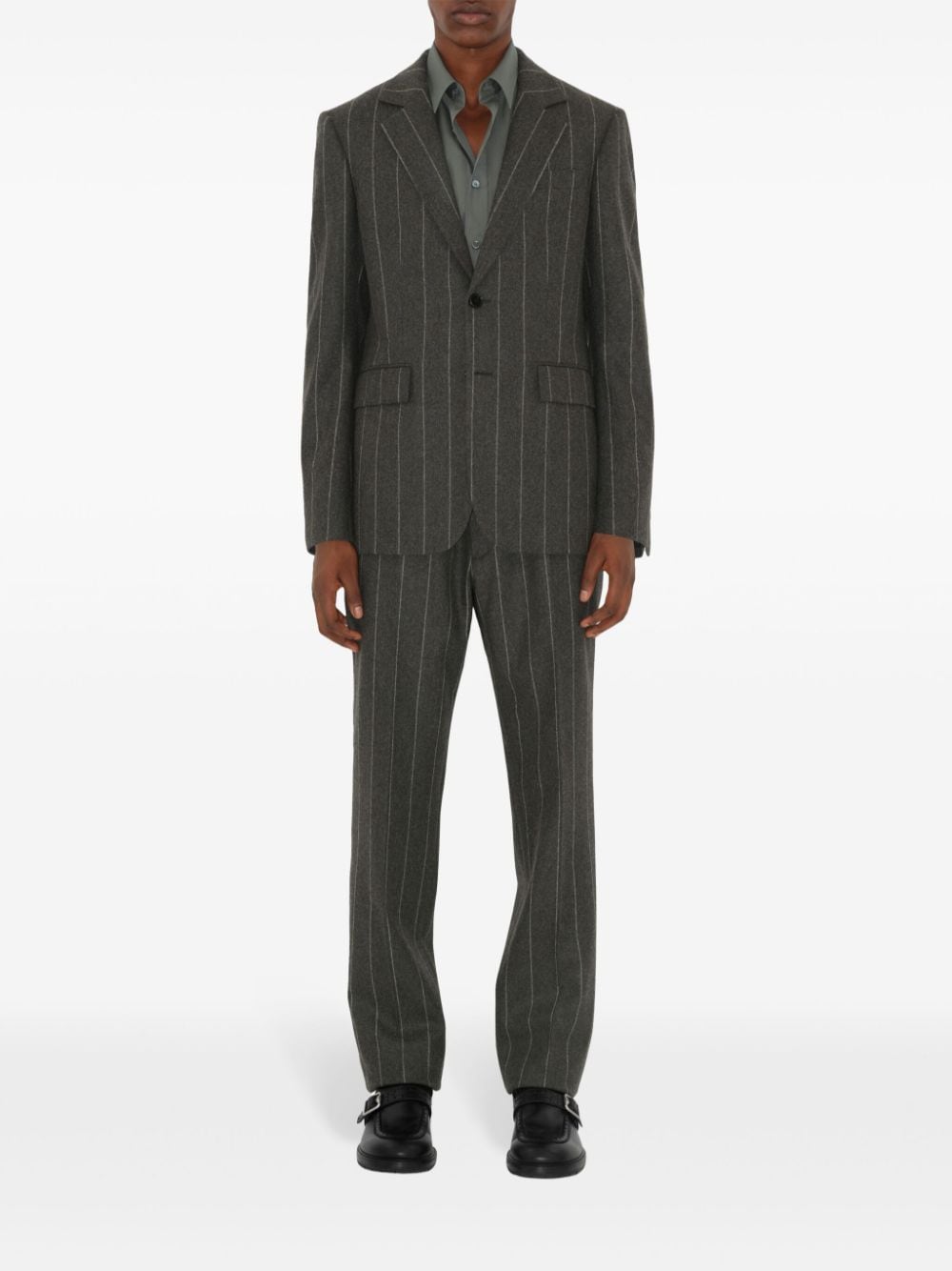 Shop Burberry Pinstriped Tailored Trousers In Grey