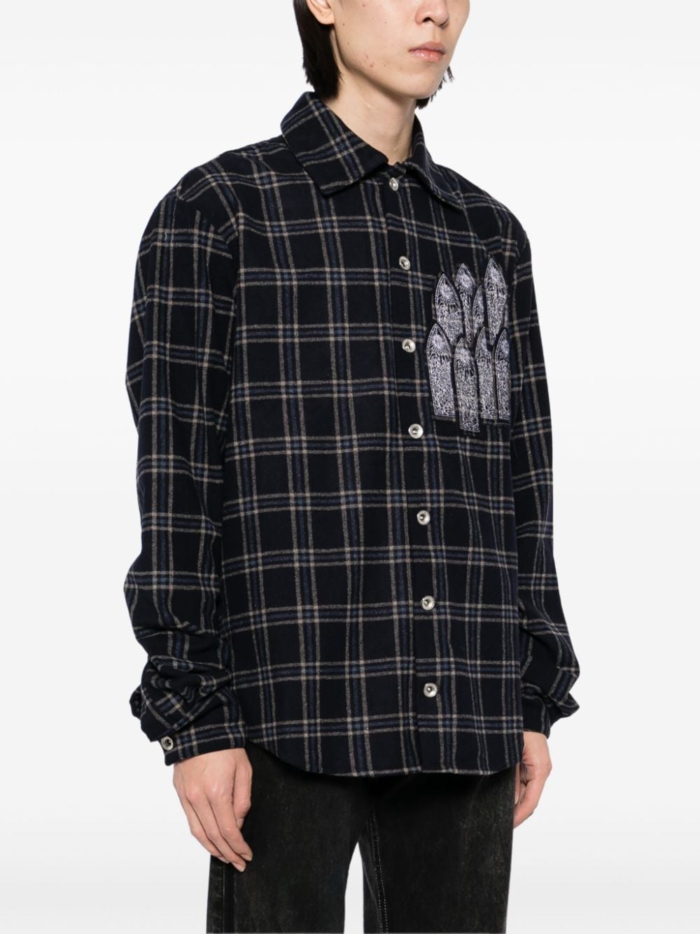 Shop Who Decides War Logo Patch Long-sleeves Shirt In Blue