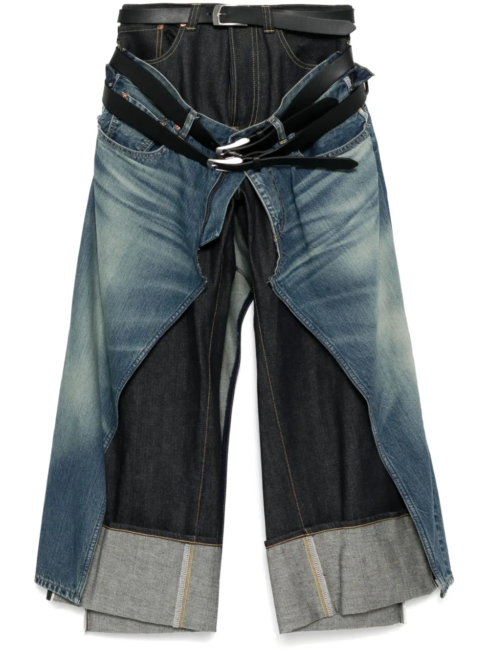 Junya Watanabe x Levi's jeans met vlakken en riem Blauw