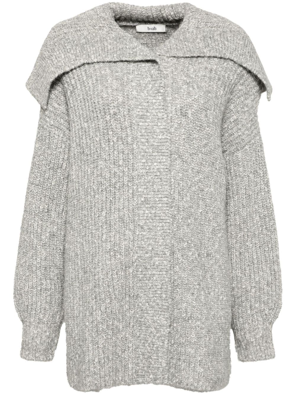 B+ab Exaggerated-collar Cardigan In Gray