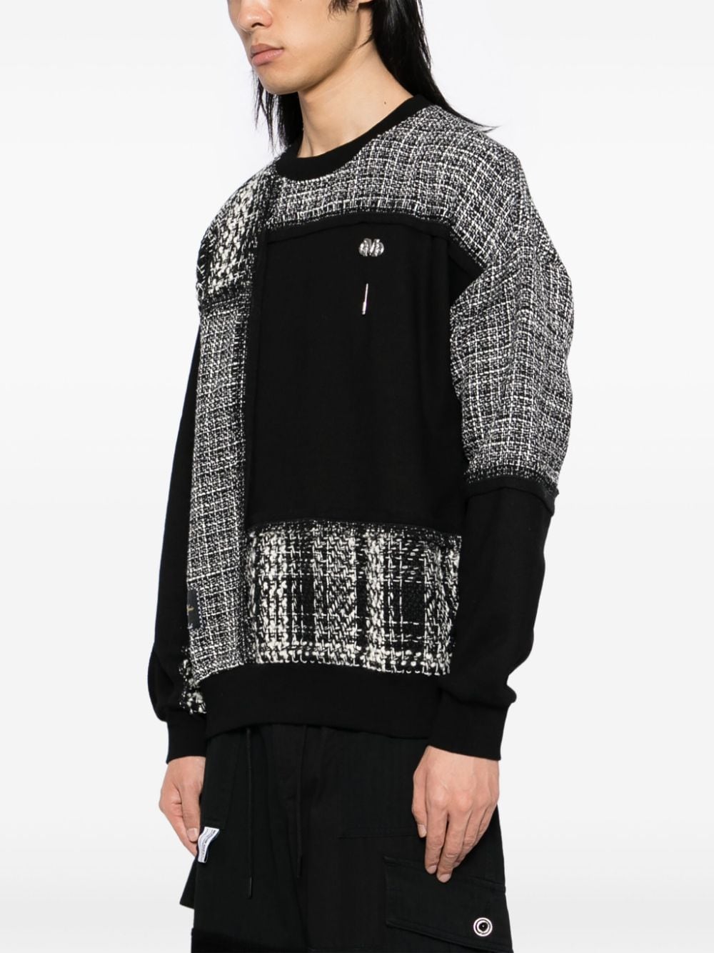 MUSIUM DIV. MULTI-PATTERN PATCHWORK SWEATSHIRT 