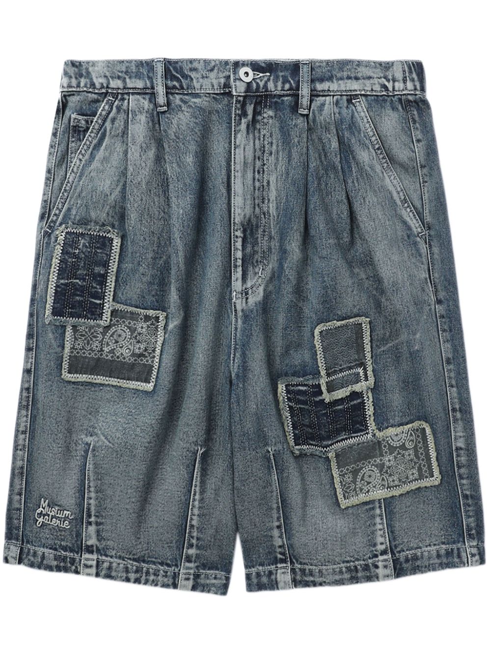 Musium Div. Bermuda shorts met logo-applicatie Blauw