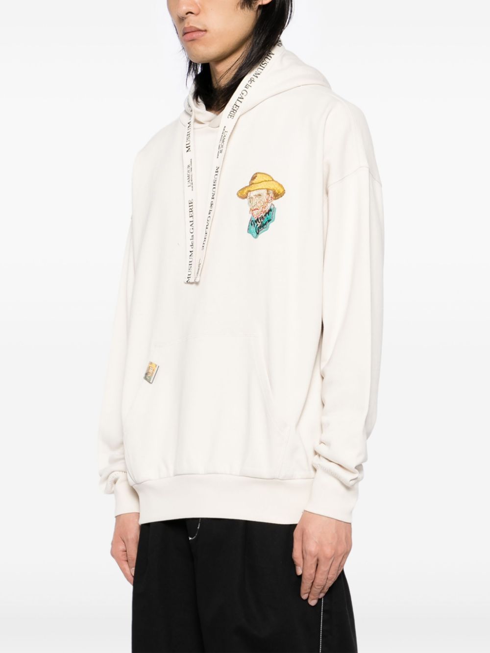 Shop Musium Div. Logo Embroidered Hoodie In Neutrals