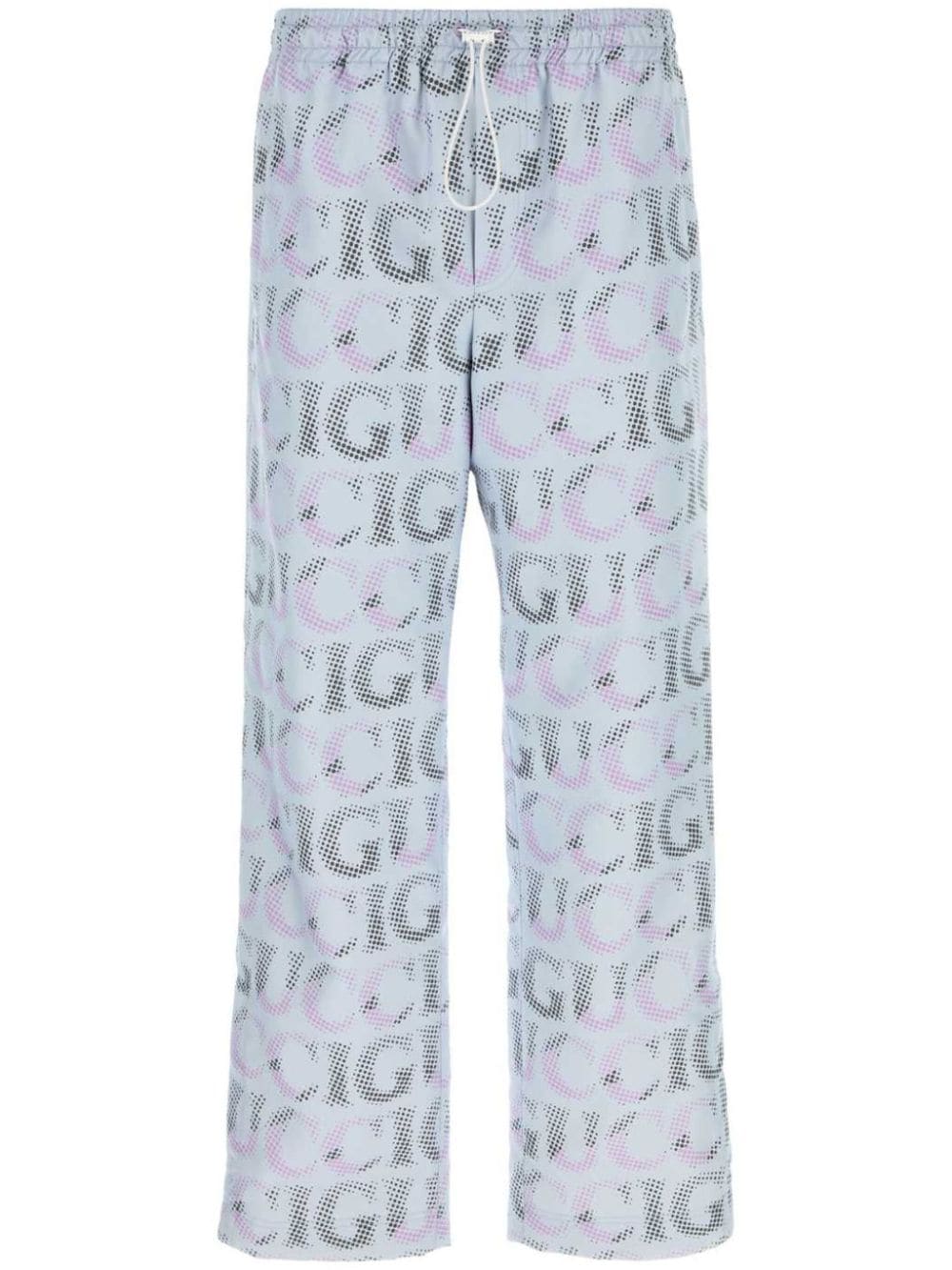 Shop Gucci Logo-print Straight-leg Trousers In Purple