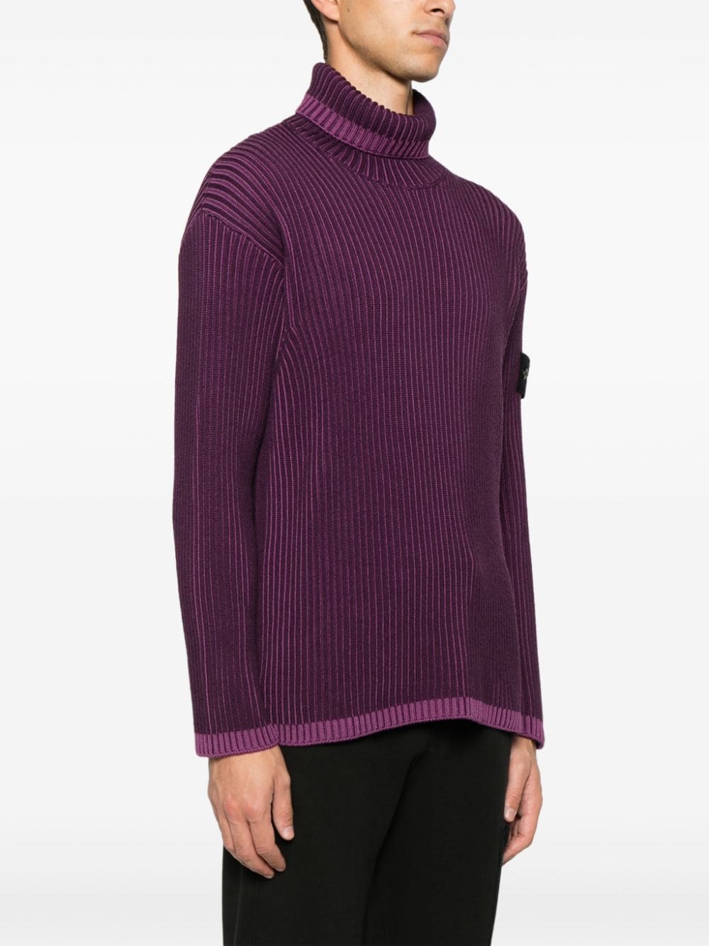 Shop Stone Island Compass Badge Sweater In Purple