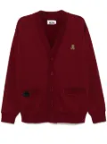 izzue bear patched cardigan - Red