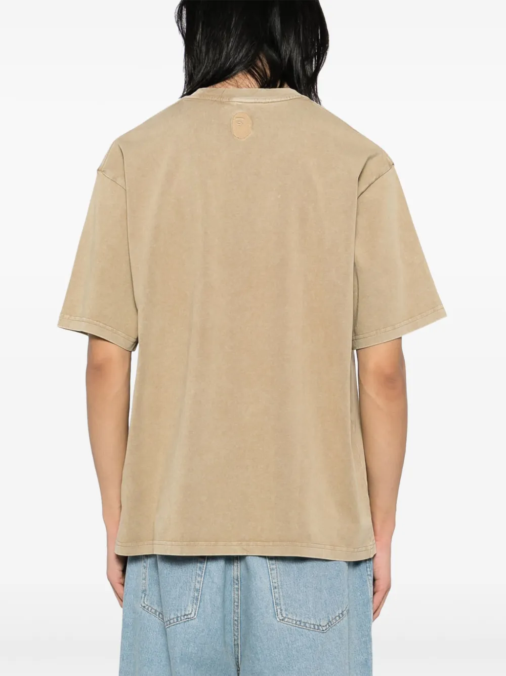 A BATHING APE T-shirt met geborduurd logo Beige