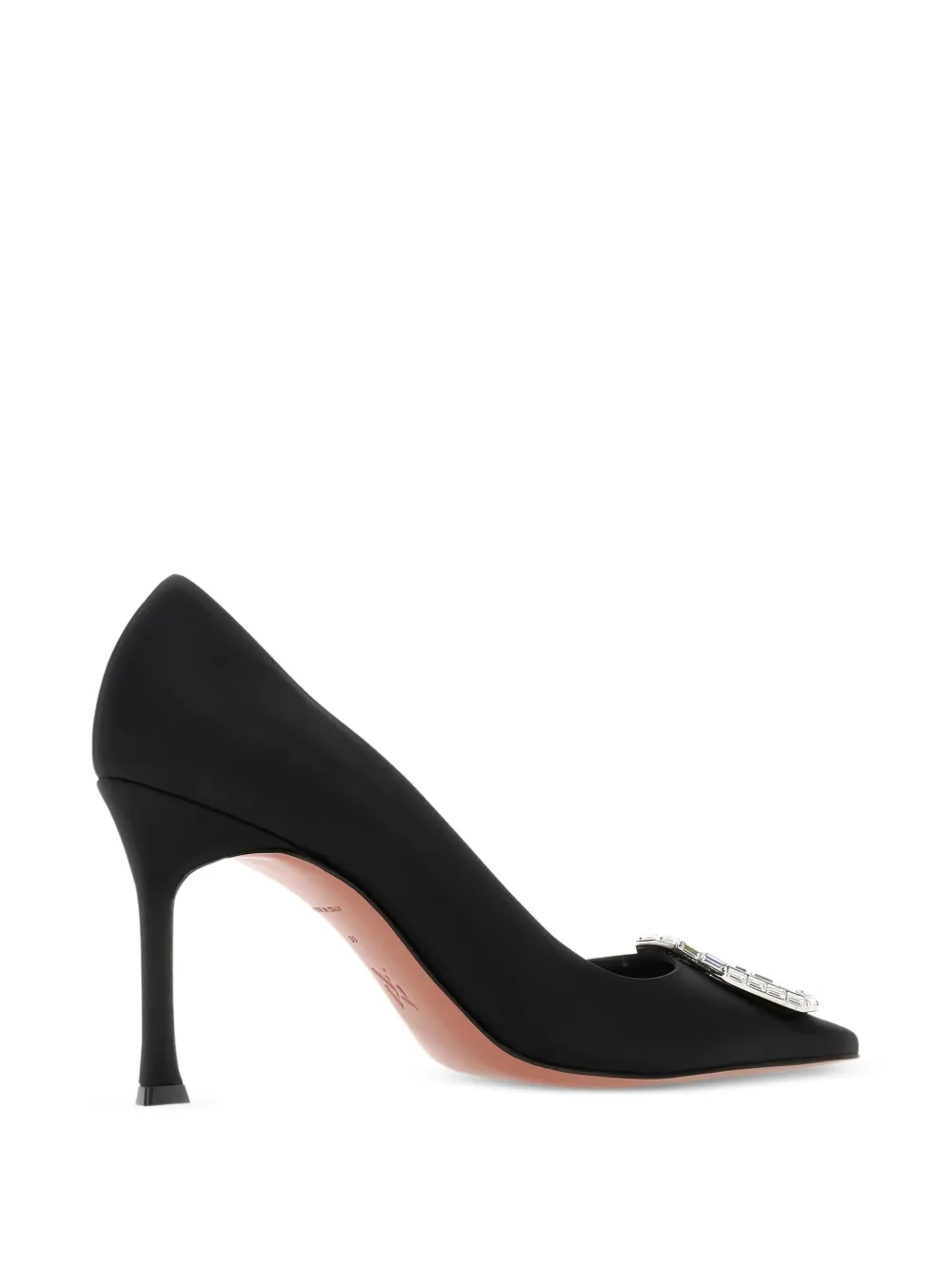 Amina Muaddi 90mm Camelia embellished satin pumps Zwart